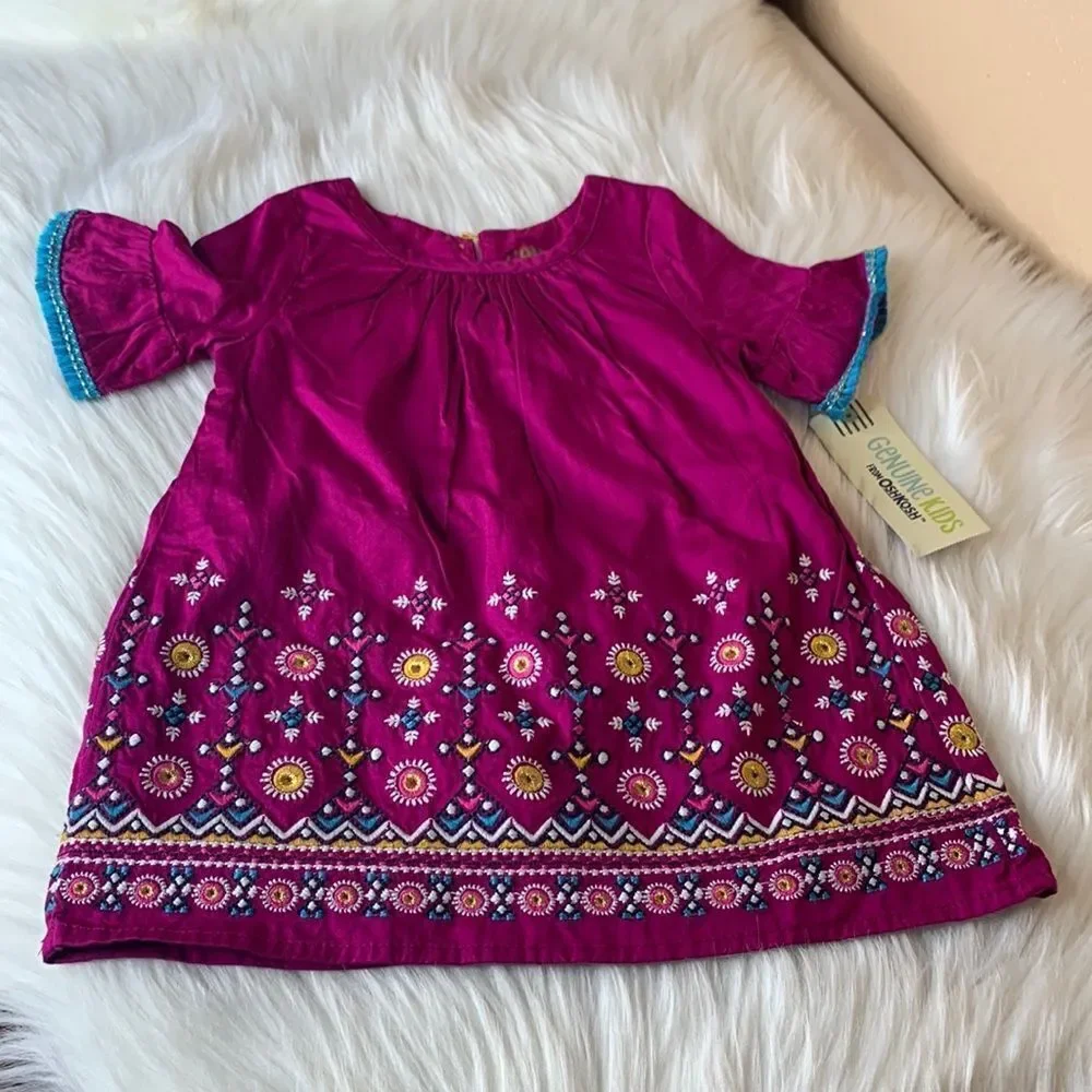 OshKosh Girls Boho Embroidered Dress Size 12 Months